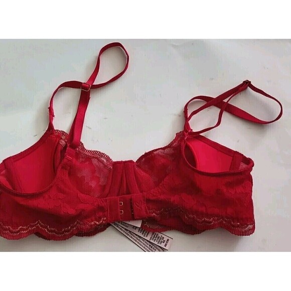 Victoria's Secret Bra Dream Angels Wicked Size 32C Unlined Uplift Red Lace - Picture 3 of 8